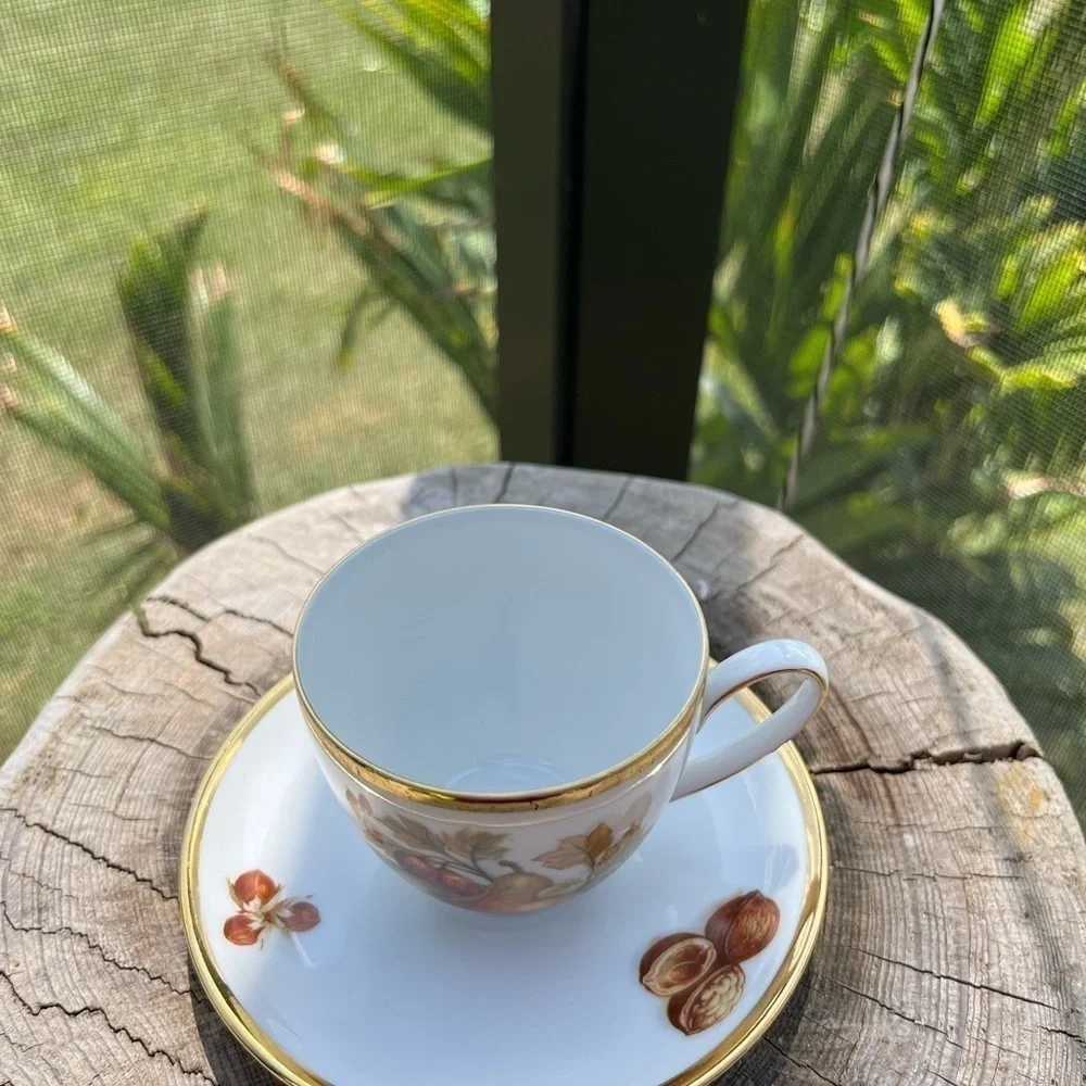 Vintage Schmid Germany Demitasse Cup & Saucer Fruit Design
